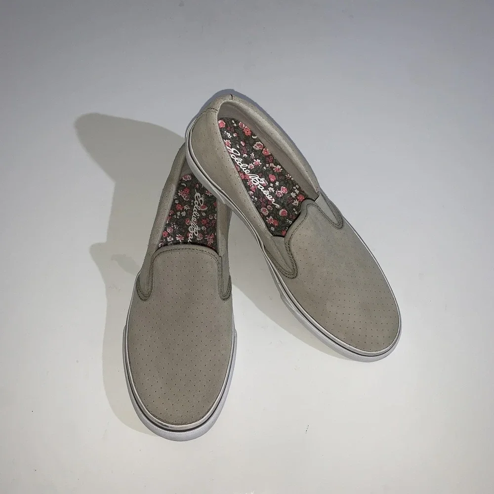 Eddie Bauer Shoes Womens Size 9 Beige Faux Suede Slip On Sneakers Comfort